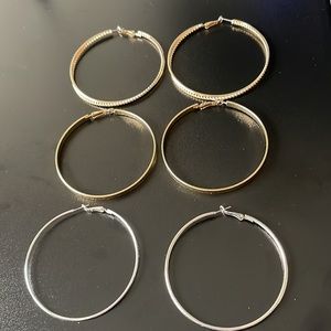 (3 pairs) Hoop Earrings